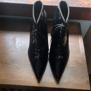 Zara patent leather black high heel booties